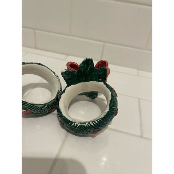 Vintage Fitz & Floyd Ceramic Holiday Napkin Rings - Picture 7 of 8